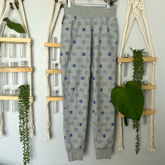 Champion Brand Blue Logo Sweatpants/Joggers, Gray (Size Small) - Picture 1 of 6